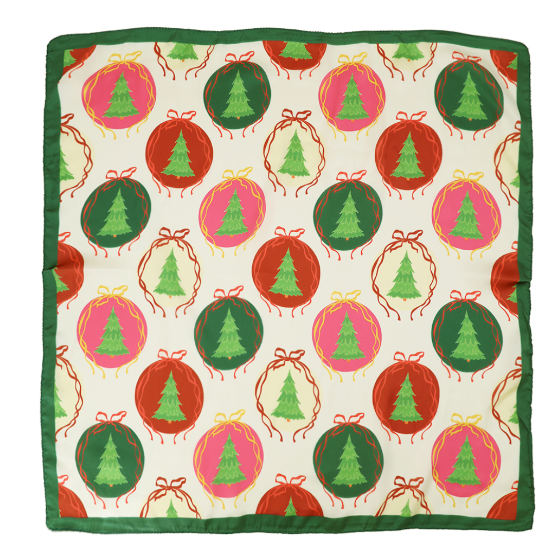 Christmas Tree Bauble Medallion Print Satin Bandana