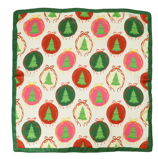 Christmas Tree Bauble Medallion Print Satin Bandana