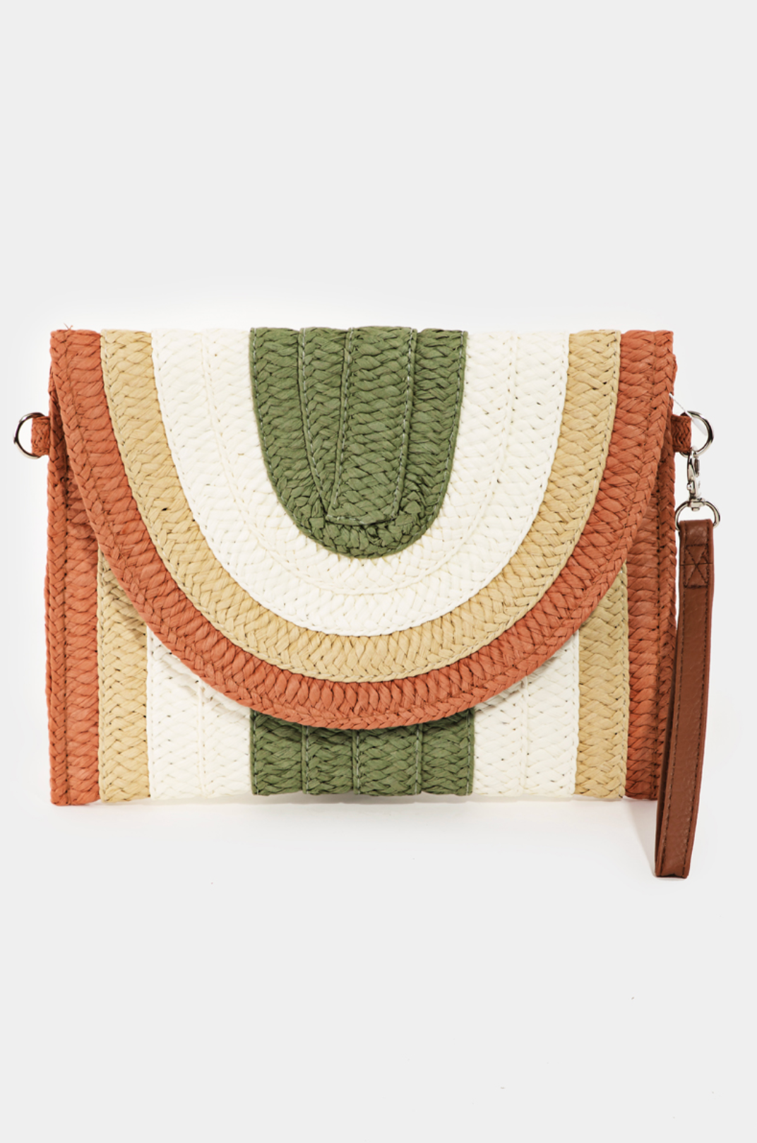 Striped Straw Stitch Clutch Bag