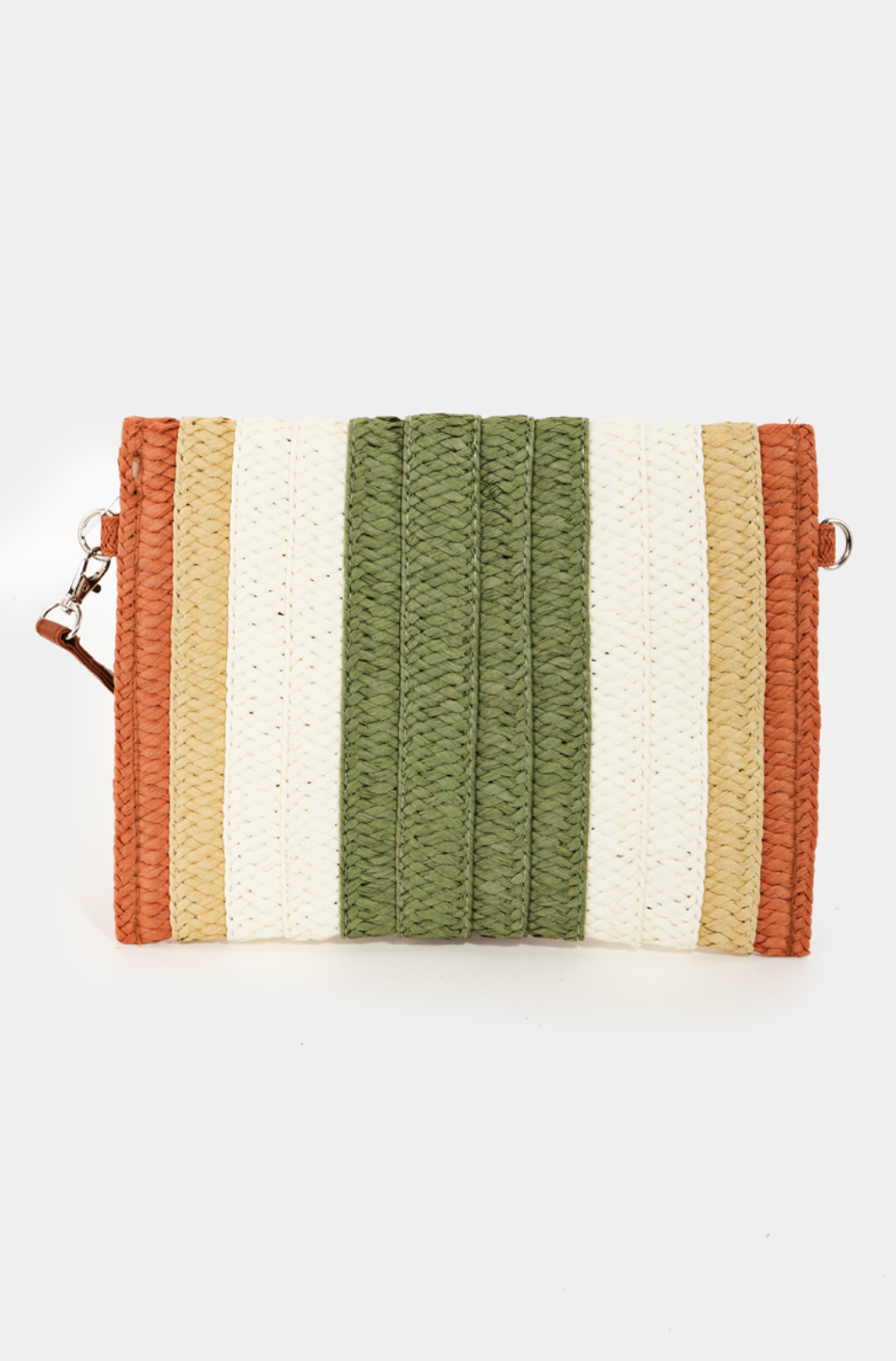 Striped Straw Stitch Clutch Bag