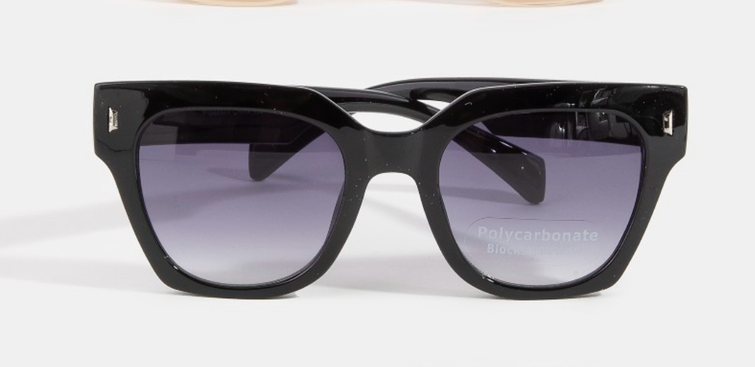 Bold Square Sunglasses With Metal Corner Detail