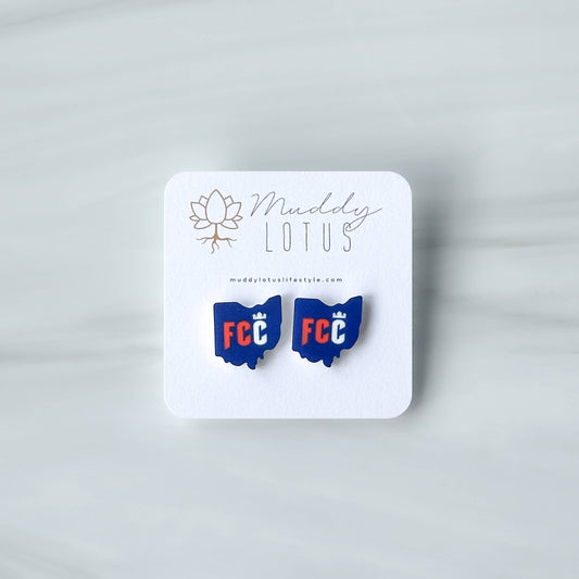 FC Cincinnati Soccer Ohio Blue and Orange Stud Earrings