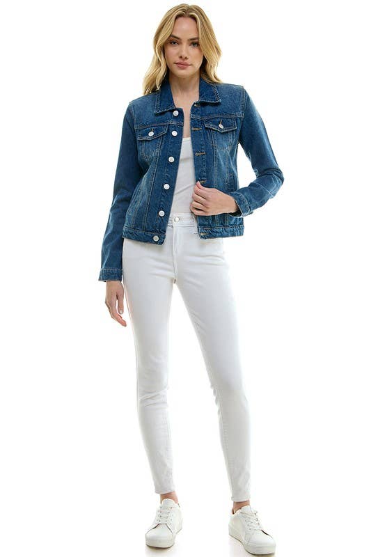 BLUE AGE - LADY CASUAL COTTON DENIM JEAN JACKET (OPEN PACK): Light Blue / S