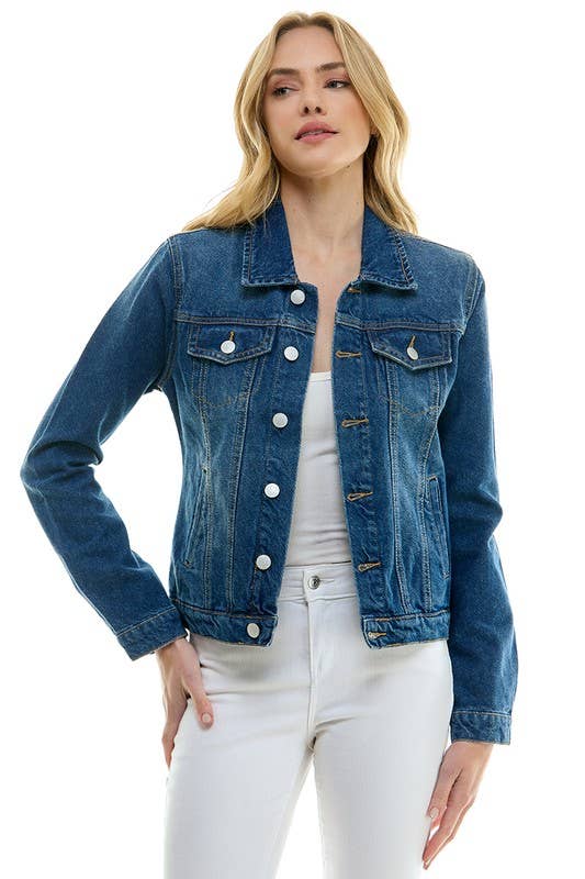 BLUE AGE - LADY CASUAL COTTON DENIM JEAN JACKET (OPEN PACK): Light Blue / M
