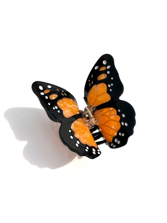 Solar Eclipse Hand-painted Monarch Butterfly Claw Hair Clip | Eco-Friendly: Orange