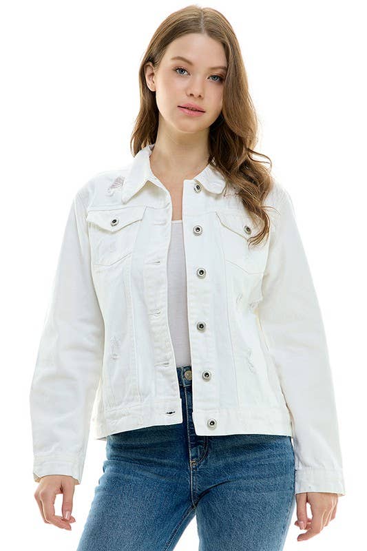 BLUE AGE - LADY CASUAL COTTON DENIM JEAN JACKET (OPEN PACK): Light Blue / L