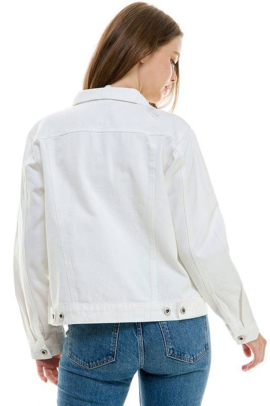 BLUE AGE - LADY CASUAL COTTON DENIM JEAN JACKET (OPEN PACK): Light Blue / S