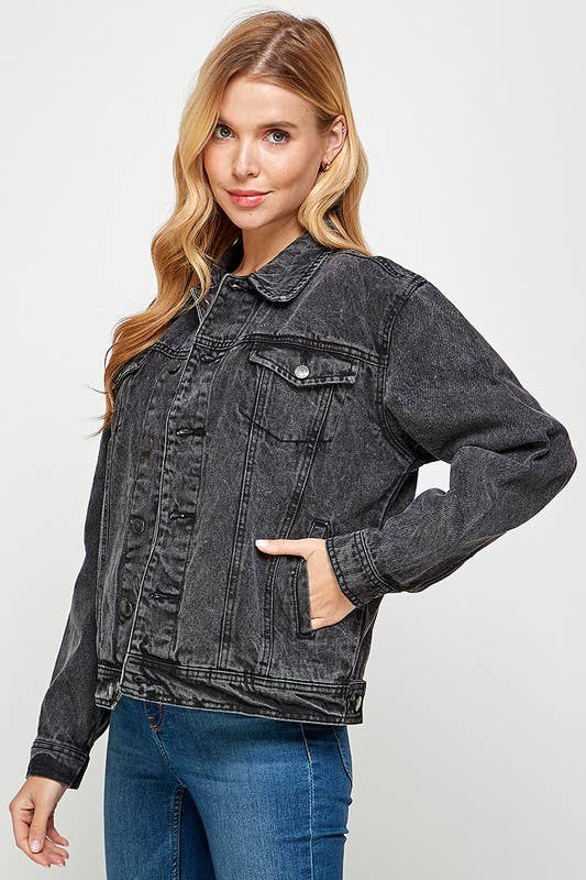 BLUE AGE - LADY CASUAL COTTON DENIM JEAN JACKET (OPEN PACK): Light Blue / XL