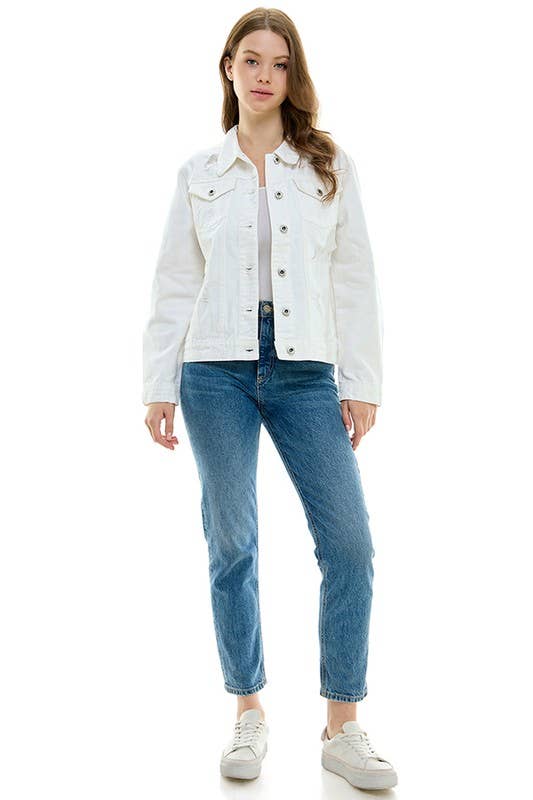 BLUE AGE - LADY CASUAL COTTON DENIM JEAN JACKET (OPEN PACK): Light Blue / M