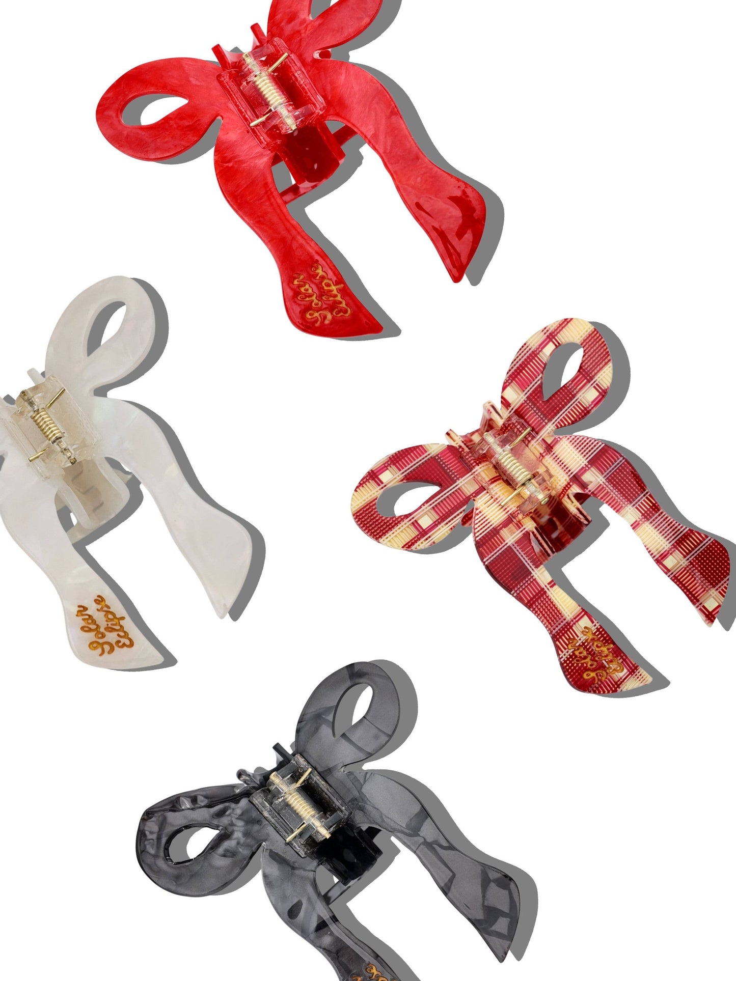 Solar Eclipse Hand-painted Coquette Bow Claw Hair Clip | Eco-Friendly: Red