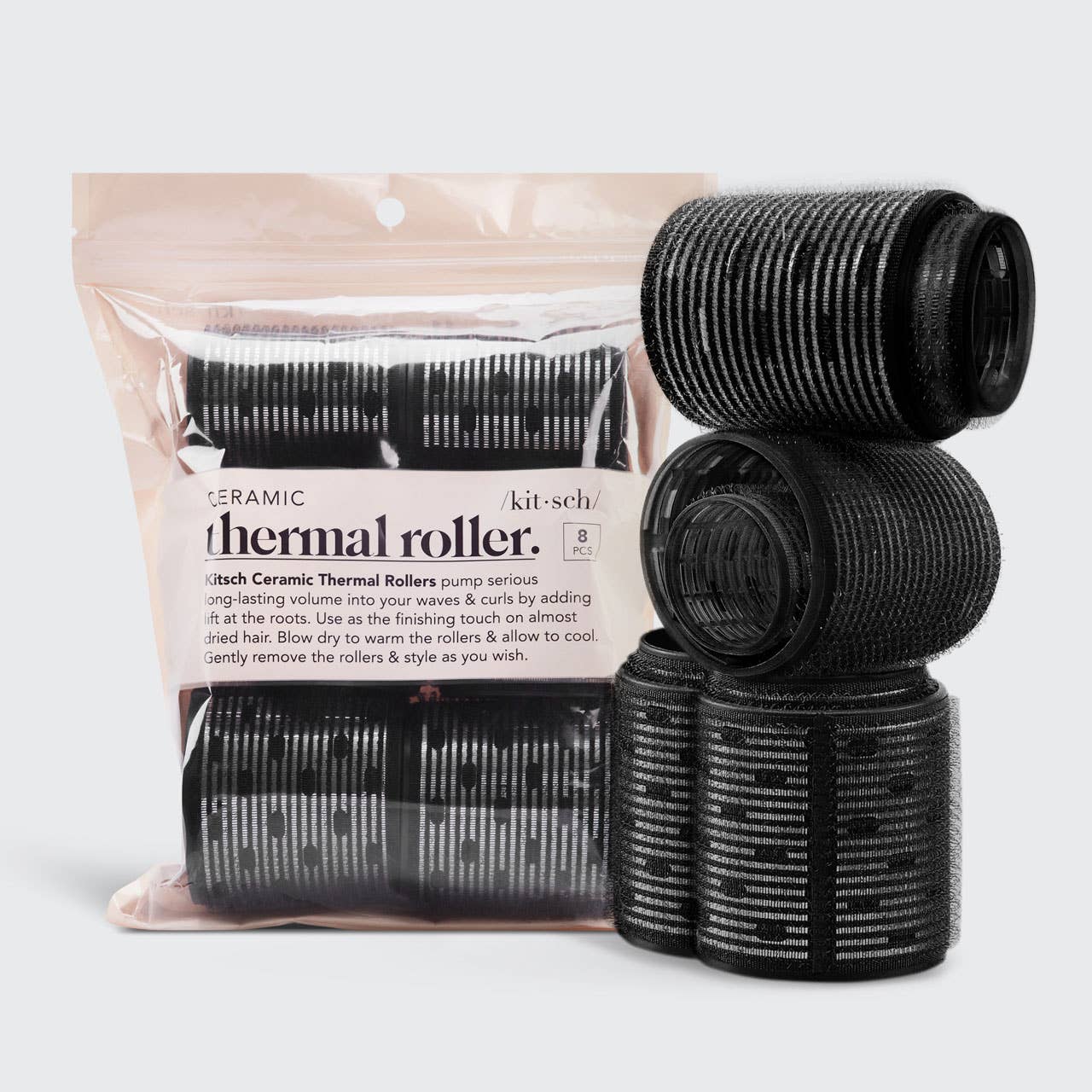 kitsch black ceramic thermal velcro roller package