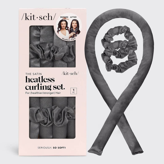 KITSCH Satin Heatless Curling Set - Charcoal