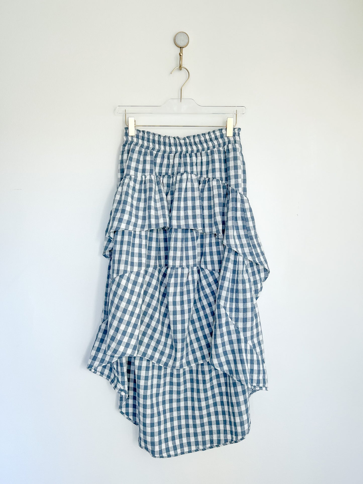 MISA Los Angeles Romi Gingham Skirt in Blue