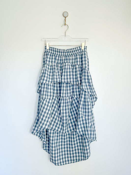 MISA Los Angeles Romi Gingham Skirt in Blue