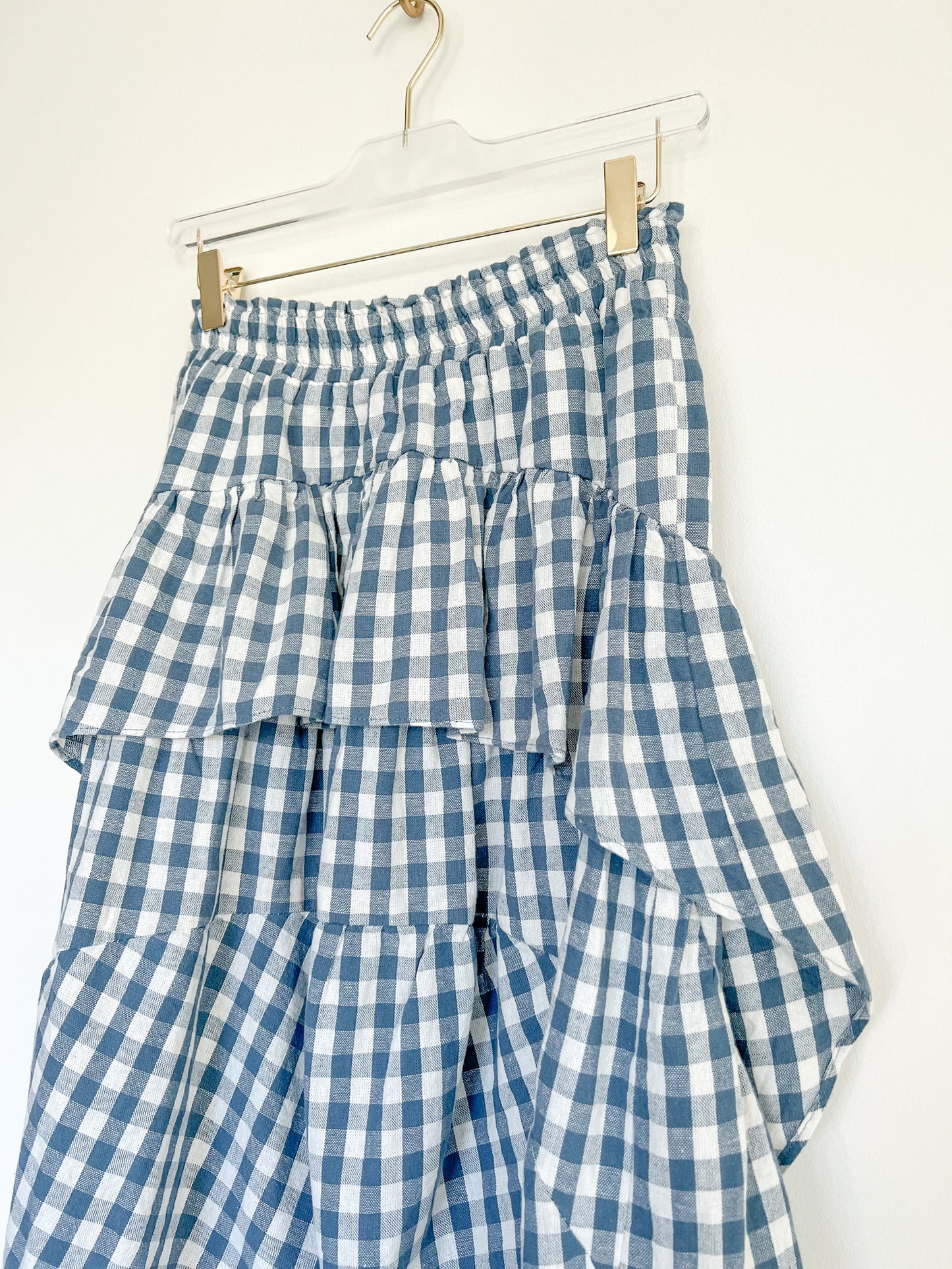 MISA Los Angeles Romi Gingham Skirt in Blue