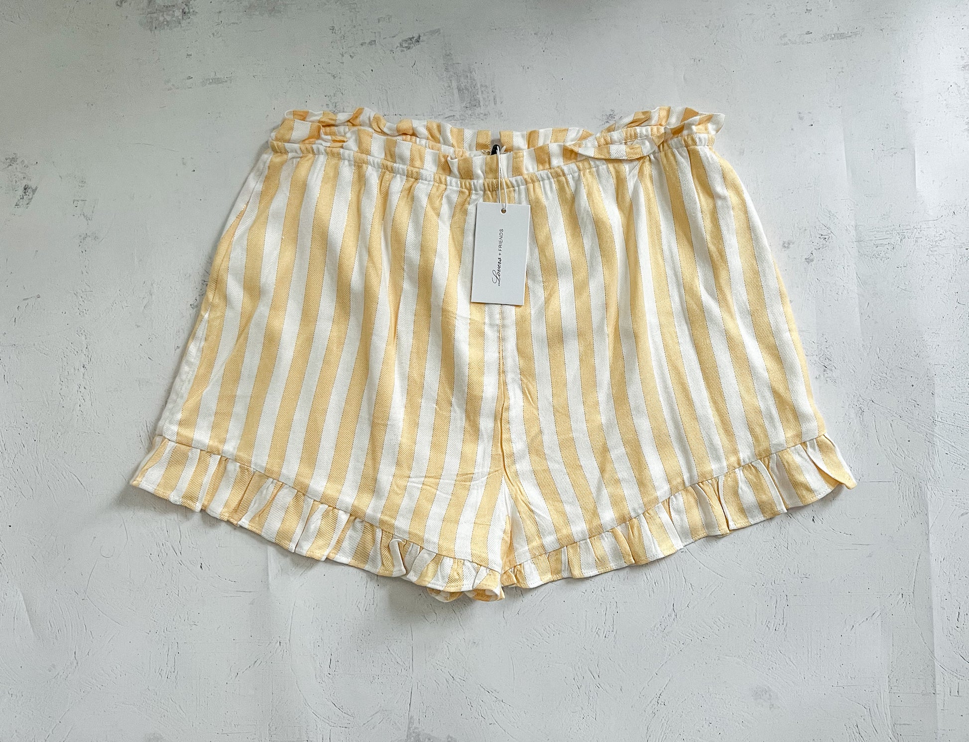 lovers and friends yellow and white striped shorts