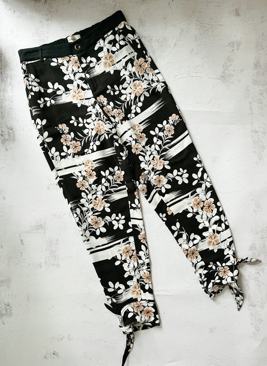 Anthropologie Elevenses Floral Tie Ankle Pants