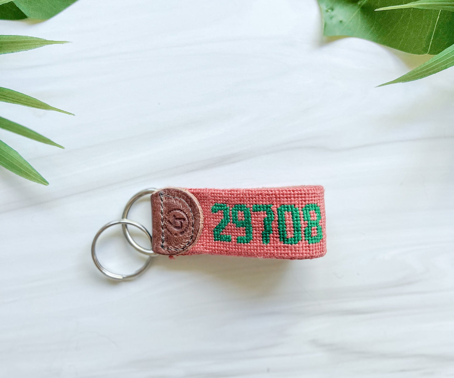 Fort Mill, South Carolina Custom 29708 Zip Code Needlepoint Keychain