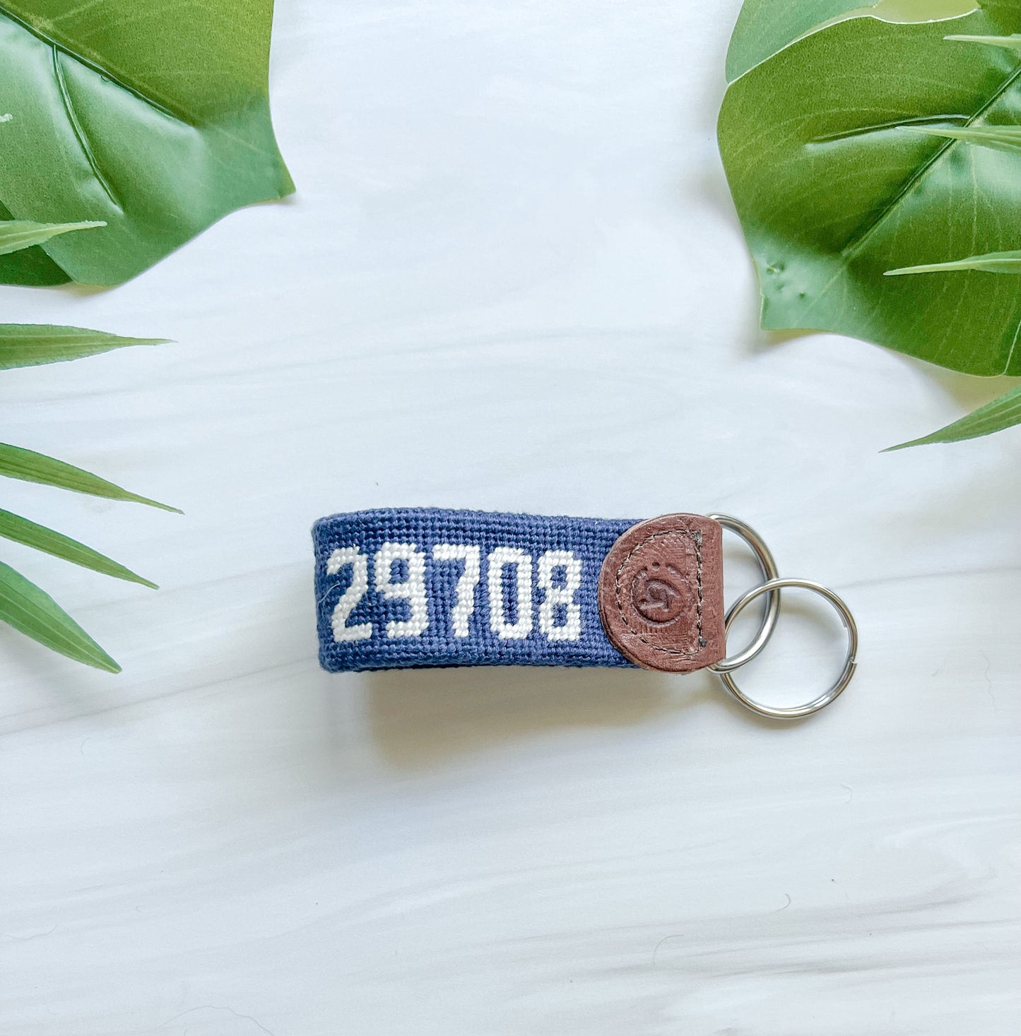 Fort Mill, South Carolina Custom 29708 Zip Code Needlepoint Keychain