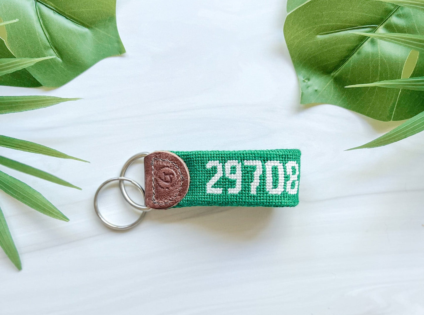 Fort Mill, South Carolina Custom 29708 Zip Code Needlepoint Keychain