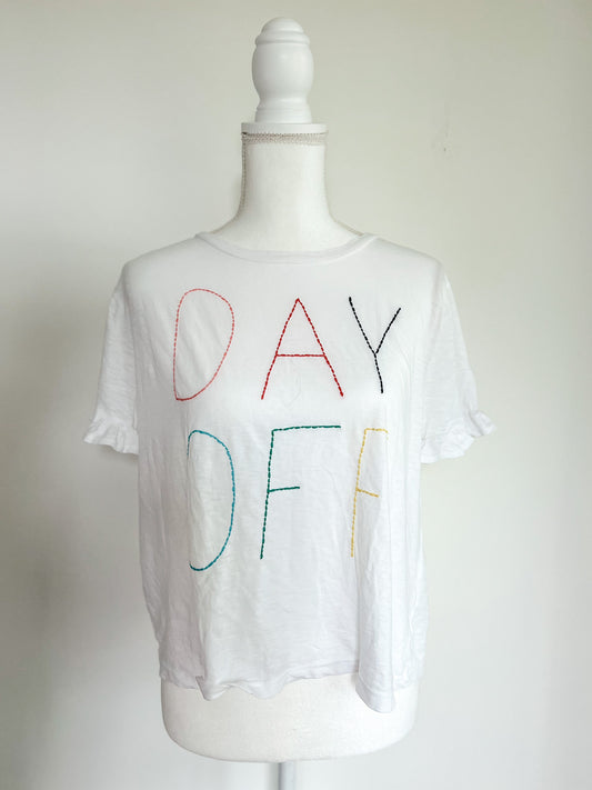 white Sundry Day Off ruffled sleeve tee