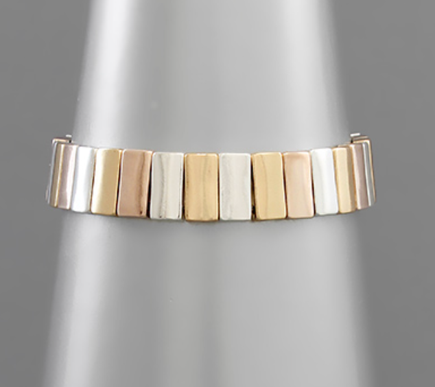 Rectangle Metal Bead Bracelet