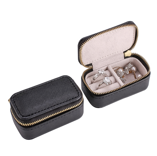 Velvet or Vegan Leather Travel Jewelry Box