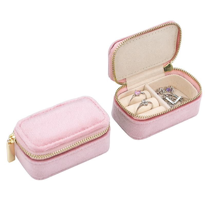 Velvet or Vegan Leather Travel Jewelry Box