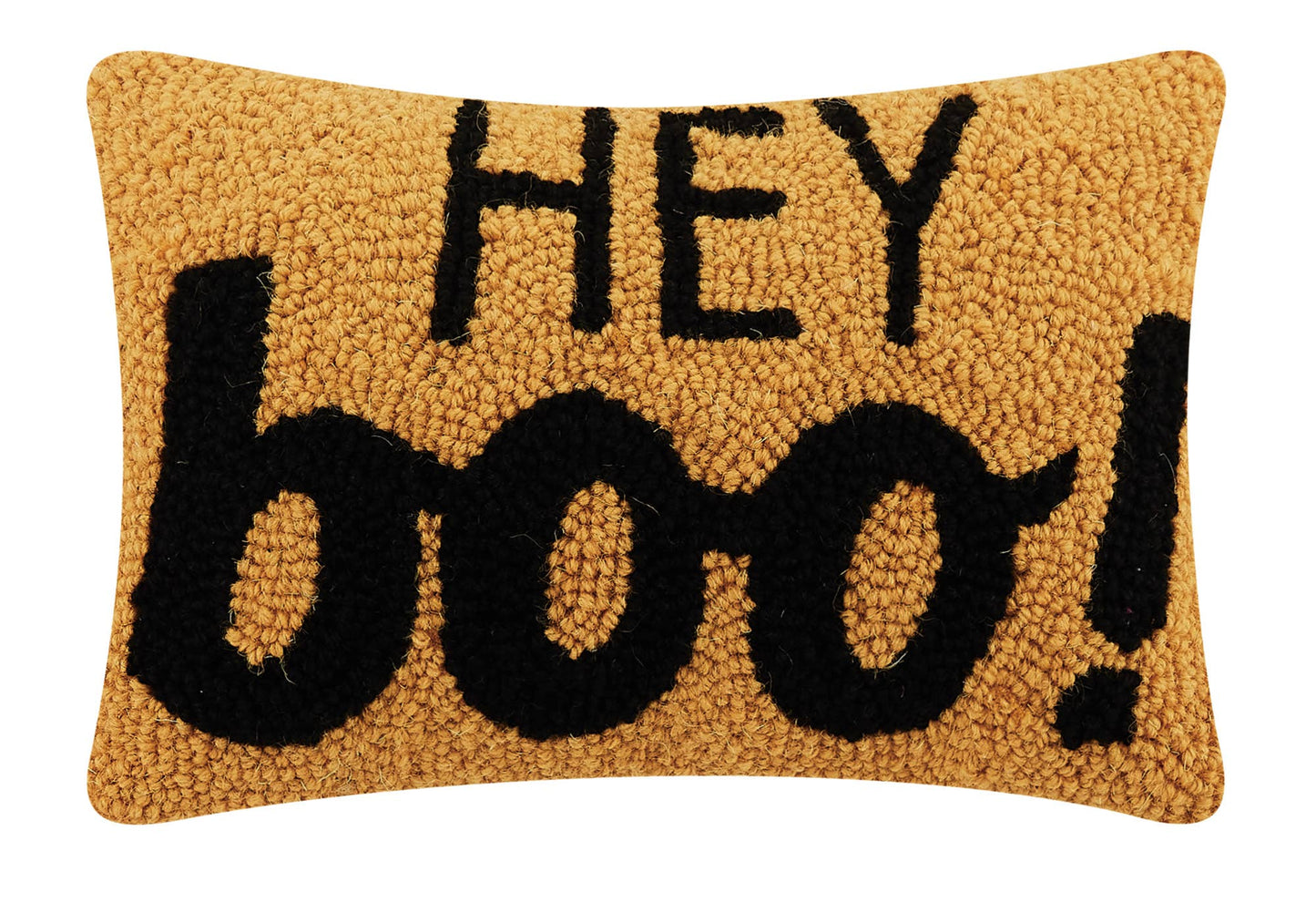 Hey Boo Halloween Wool Hooked Accent Pillow