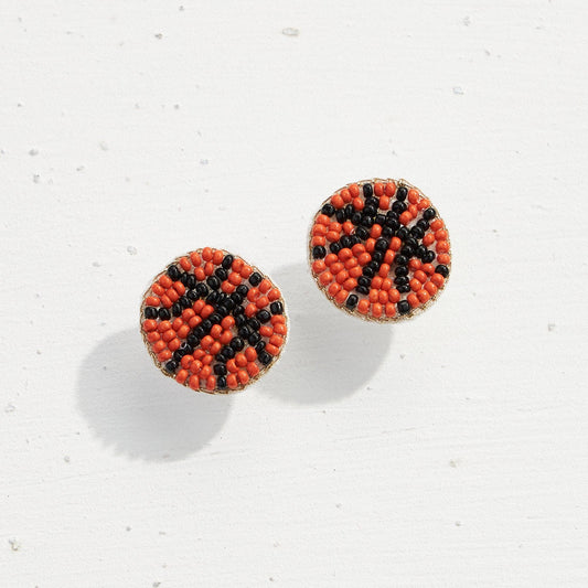 Mini Basketball Seed Bead Stud Earrings