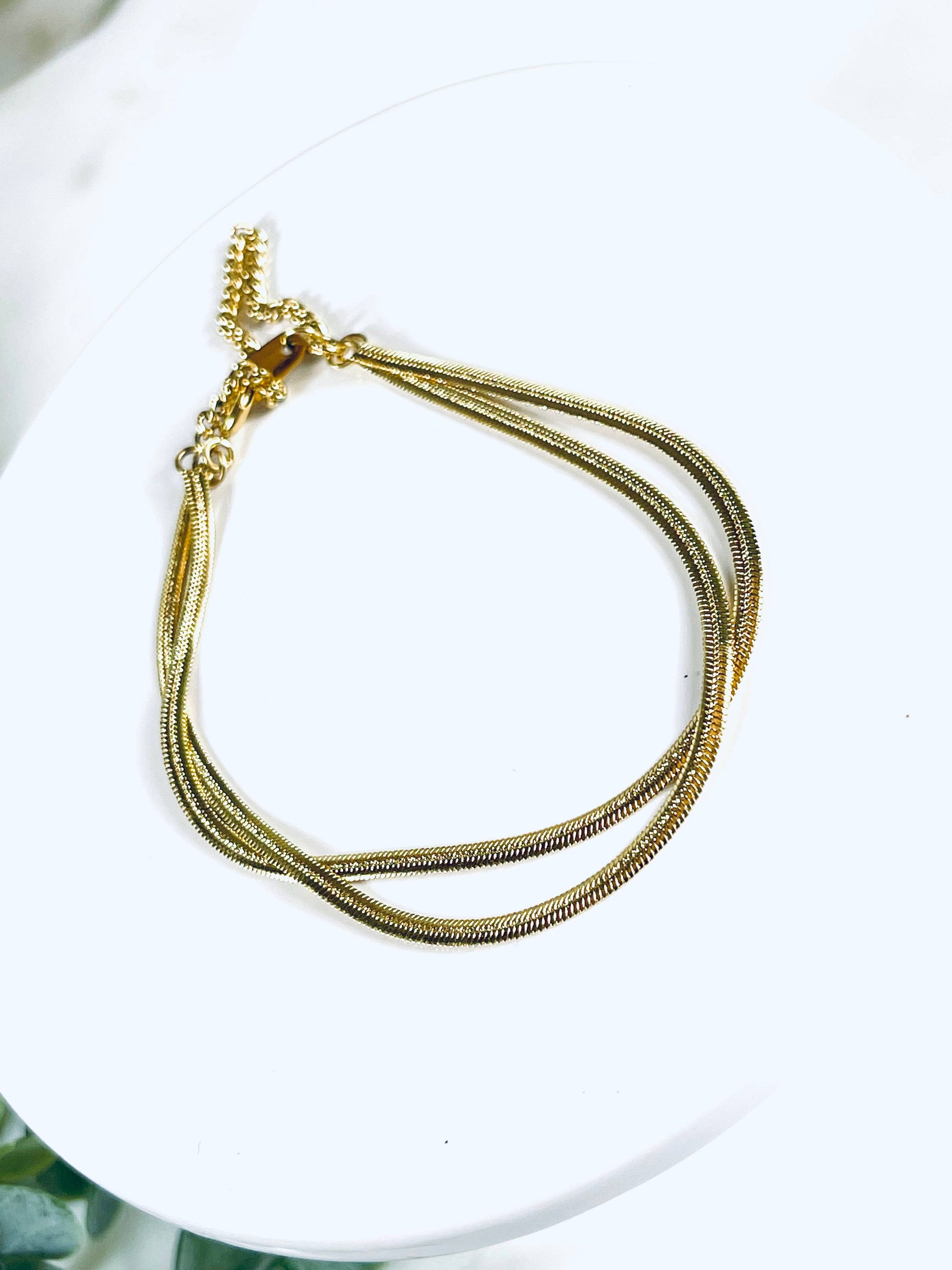 gold herringbone layering bracelet